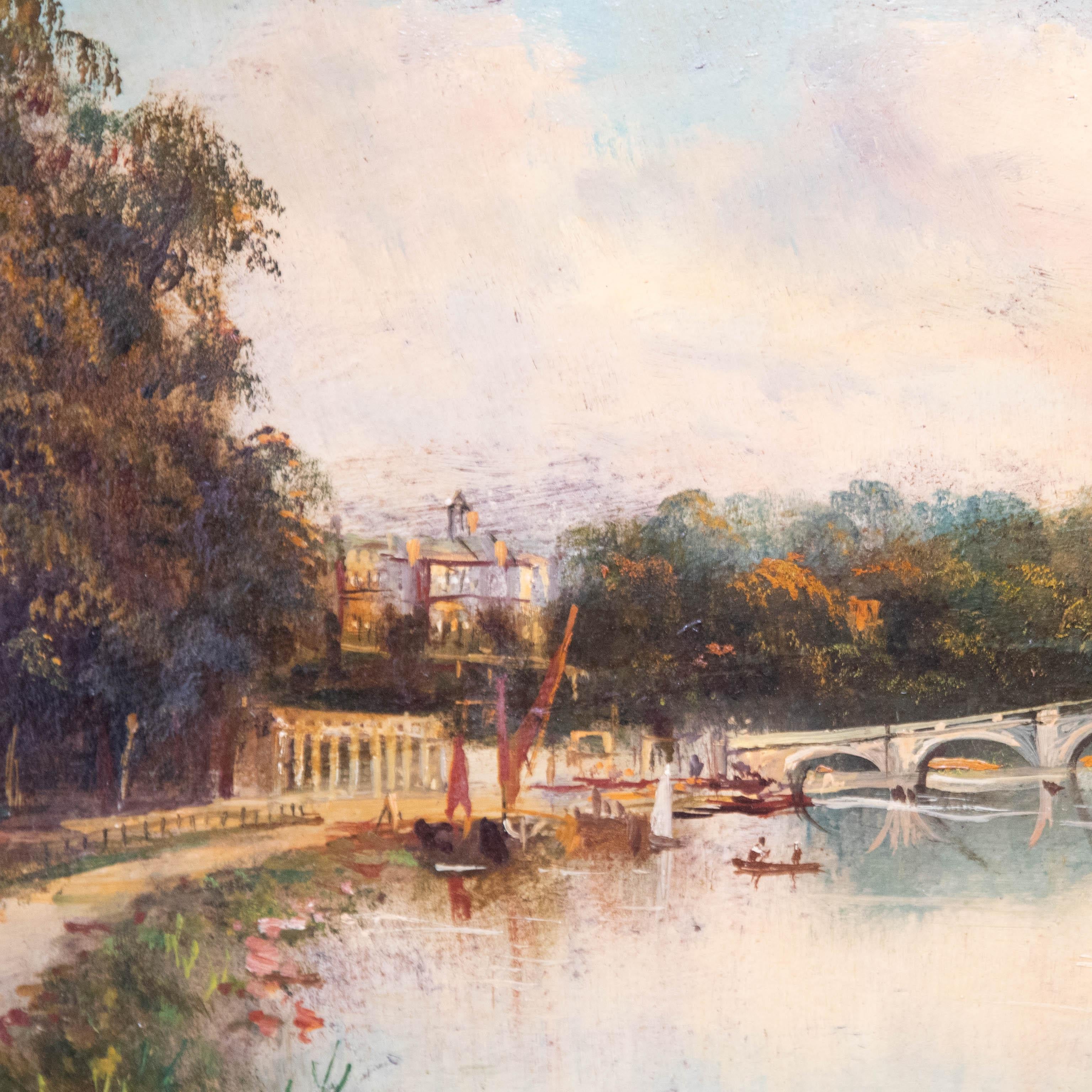 James Isiah Lewis (1860-1934)  - 1915 Oil, View of Richmond Bridge For Sale 1
