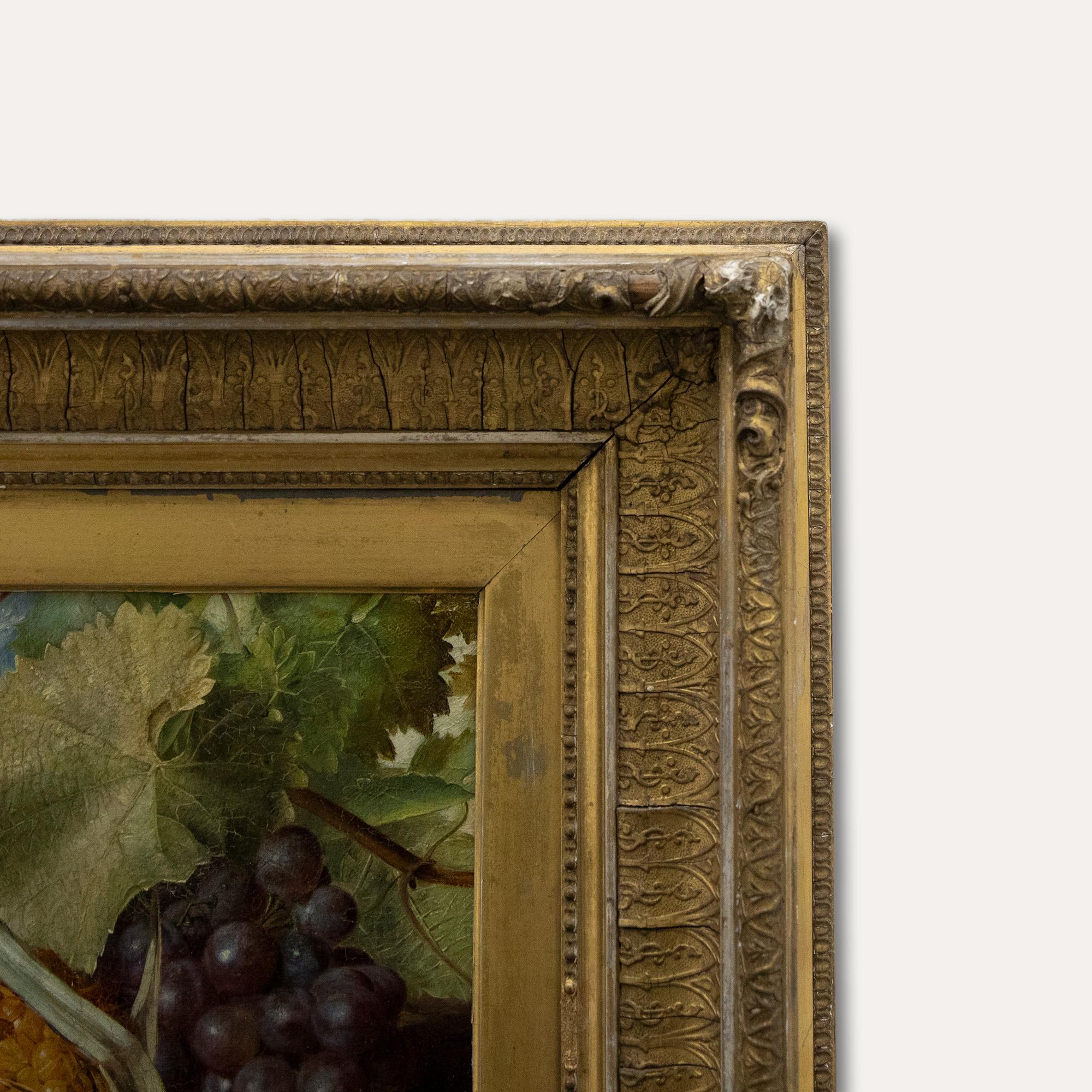 James Tibbits - Framed 1866 Oil, Still Life of Fruit For Sale 2