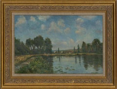 James Williams - 20th Century Oil, Lake Scene with Figures