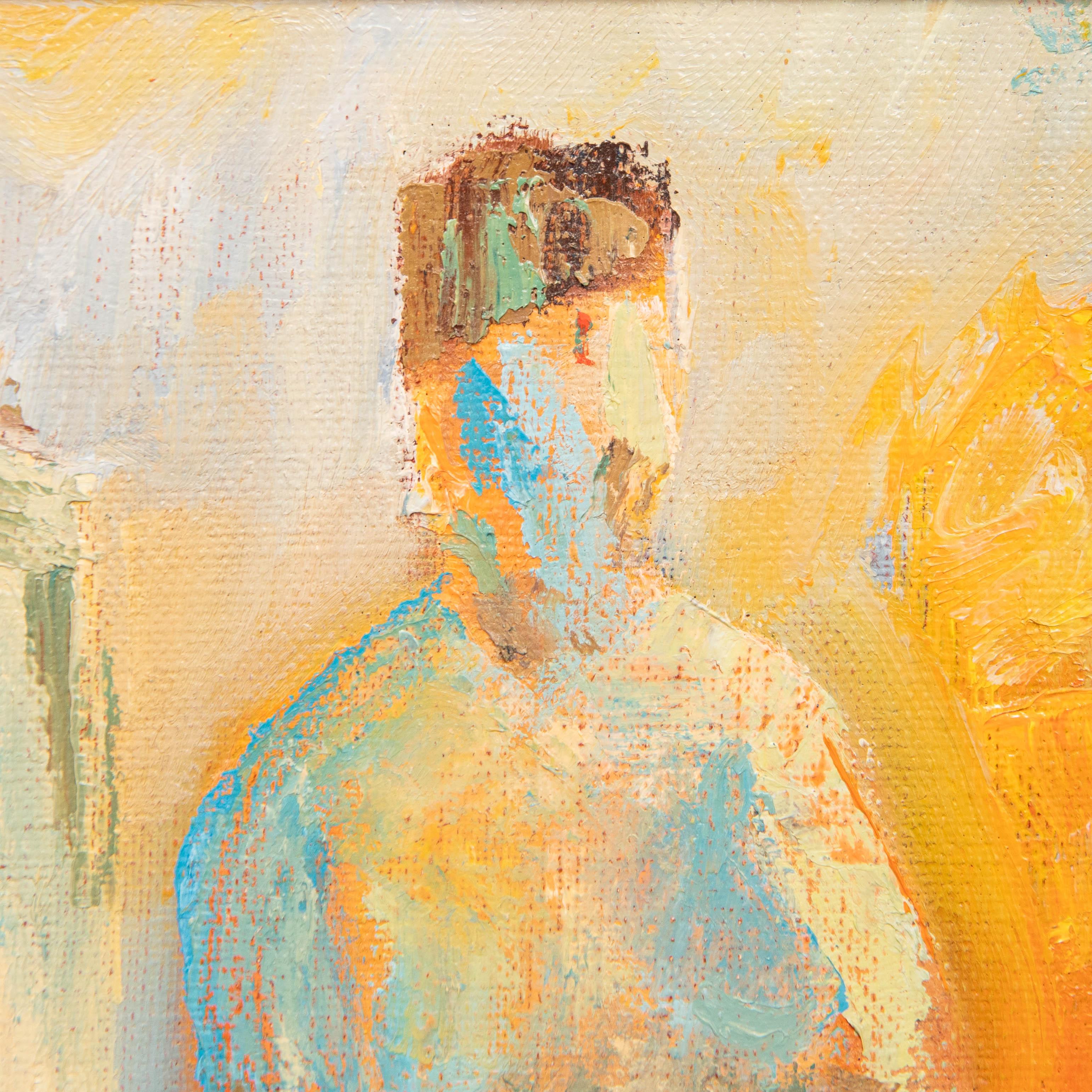 An original and expressive oil by Jan Andersson. Blue nude in the studio. Presented in a simple gilt frame. Signed lower right. On canvas on stretchers.