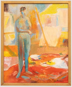 Jan Andersson - Framed Contemporary Oil, Blue Nude