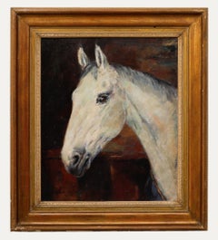 Jan Groenestein (1919-1979) - 1952 Huile, Tête d'un cheval gris