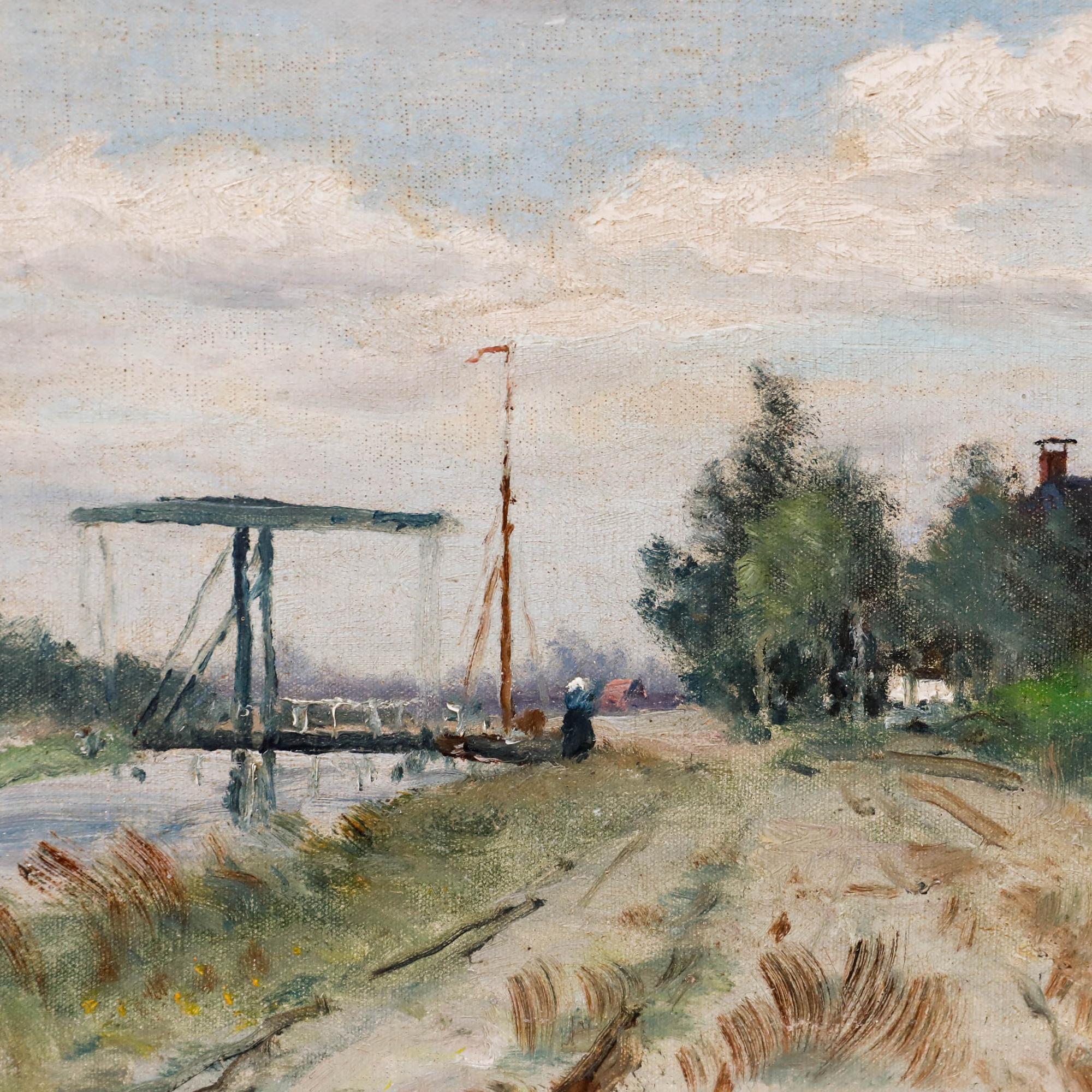 Unknown - Jan Herman Coster (1846-1920) - Framed Oil, Dutch Landscape ...