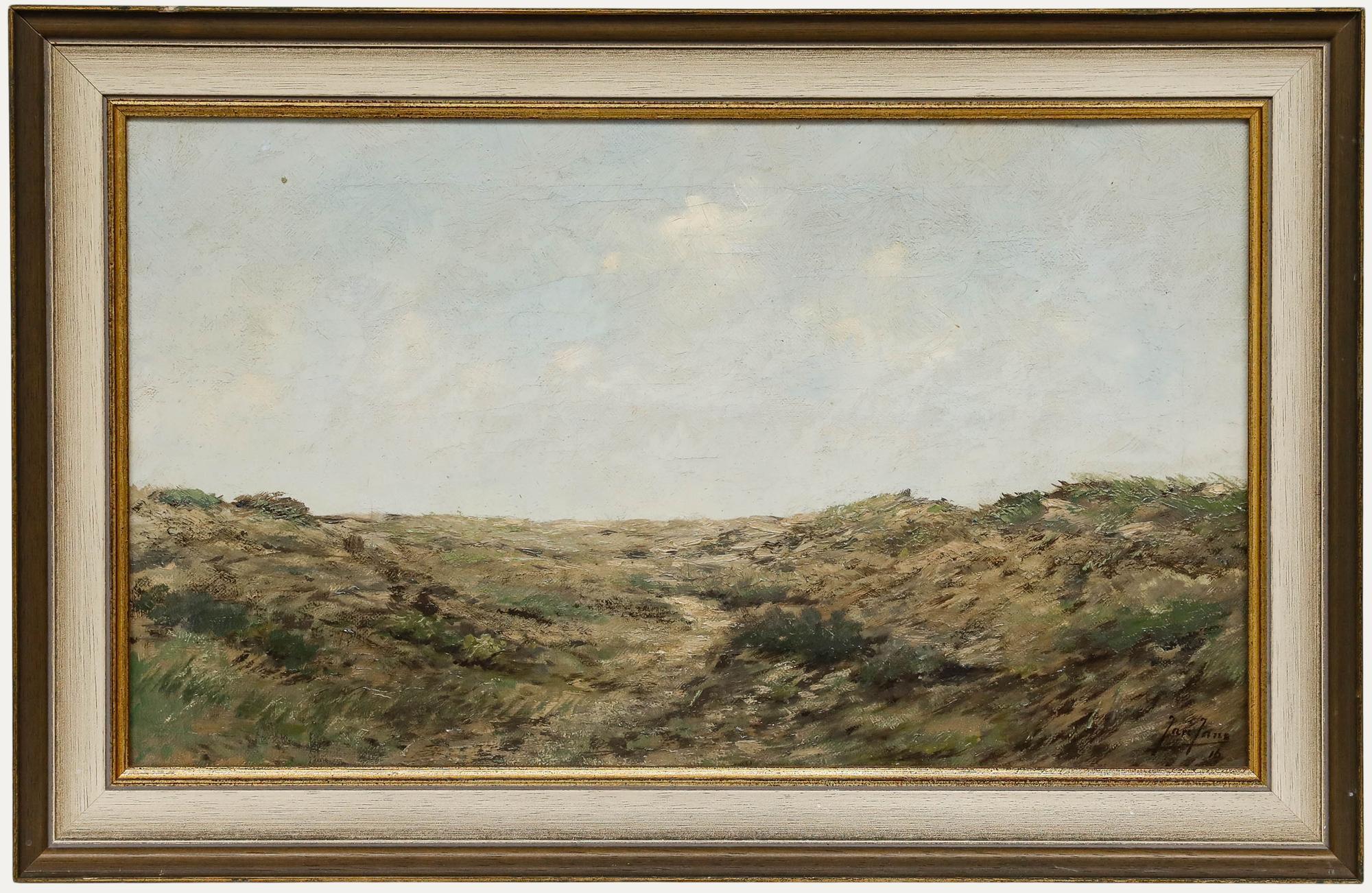 Unknown Landscape Painting - Jan Jans (1893-1963) - Framed Early 20th Century Oil, Windswept Dunes