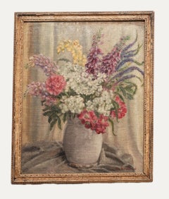 Jan Reynolds - Óleo enmarcado de mediados del siglo XX, Naturaleza muerta de flores