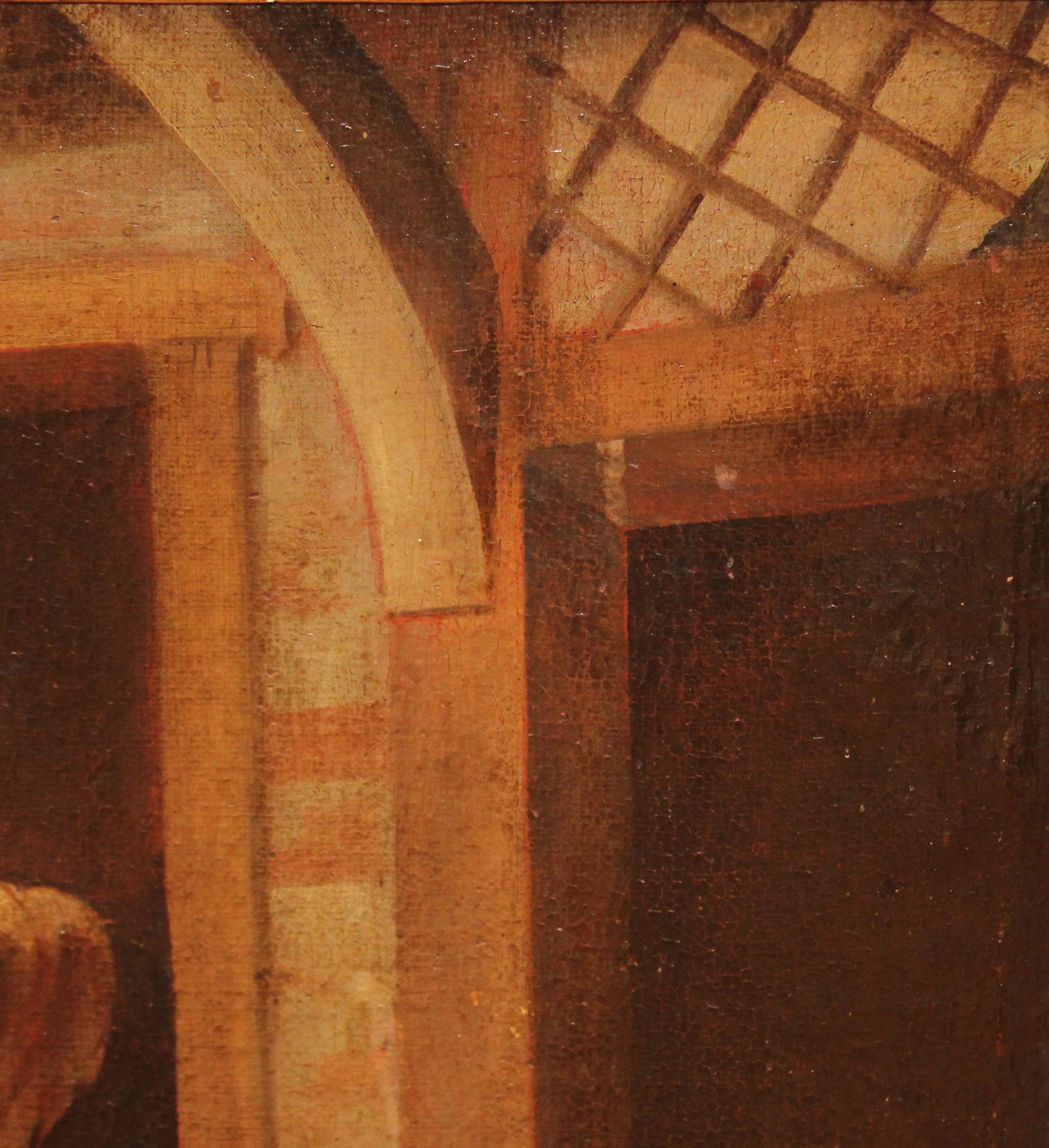 Jan Steen (1626-1679) Seguidor - Óleo sobre tela - El violinista y la aldeana - Brown Figurative Painting by Unknown