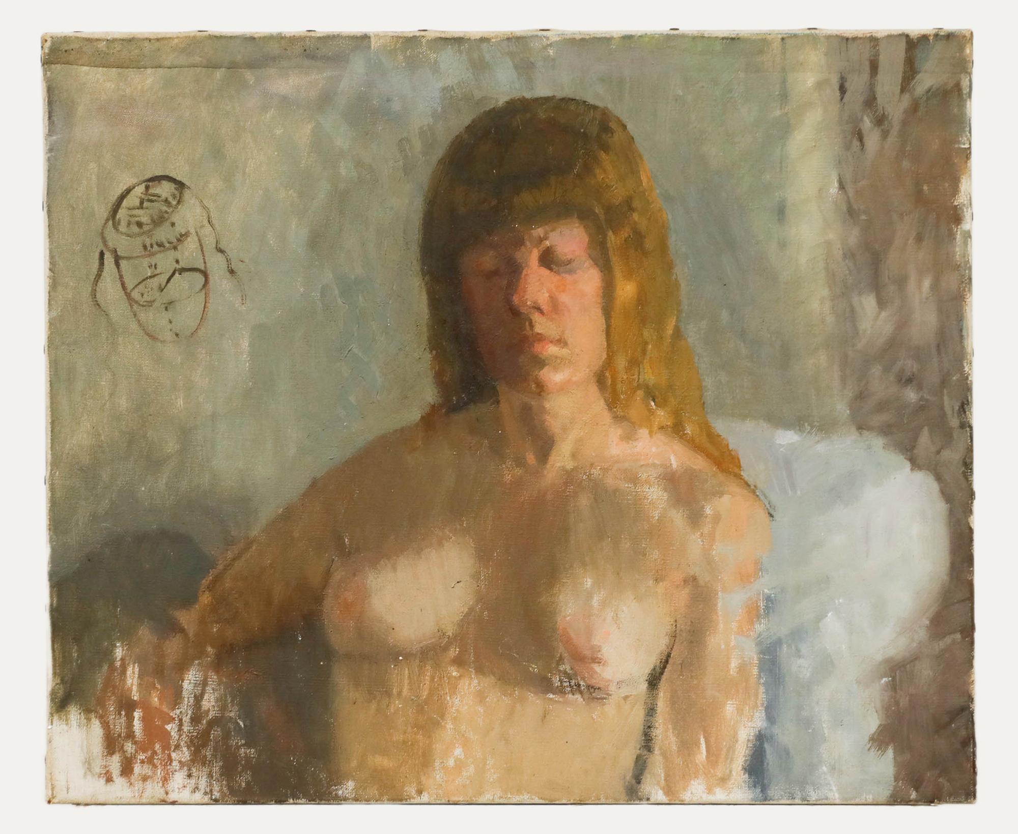 Jane Dowling (1925-2023) – Ölgemälde, ruhender Akt, 20. Jahrhundert, Jane Dowling – Painting von Unknown