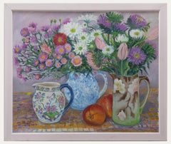 Janet Foreman - Framed 20th Century Oil, Still life of Flower jugs