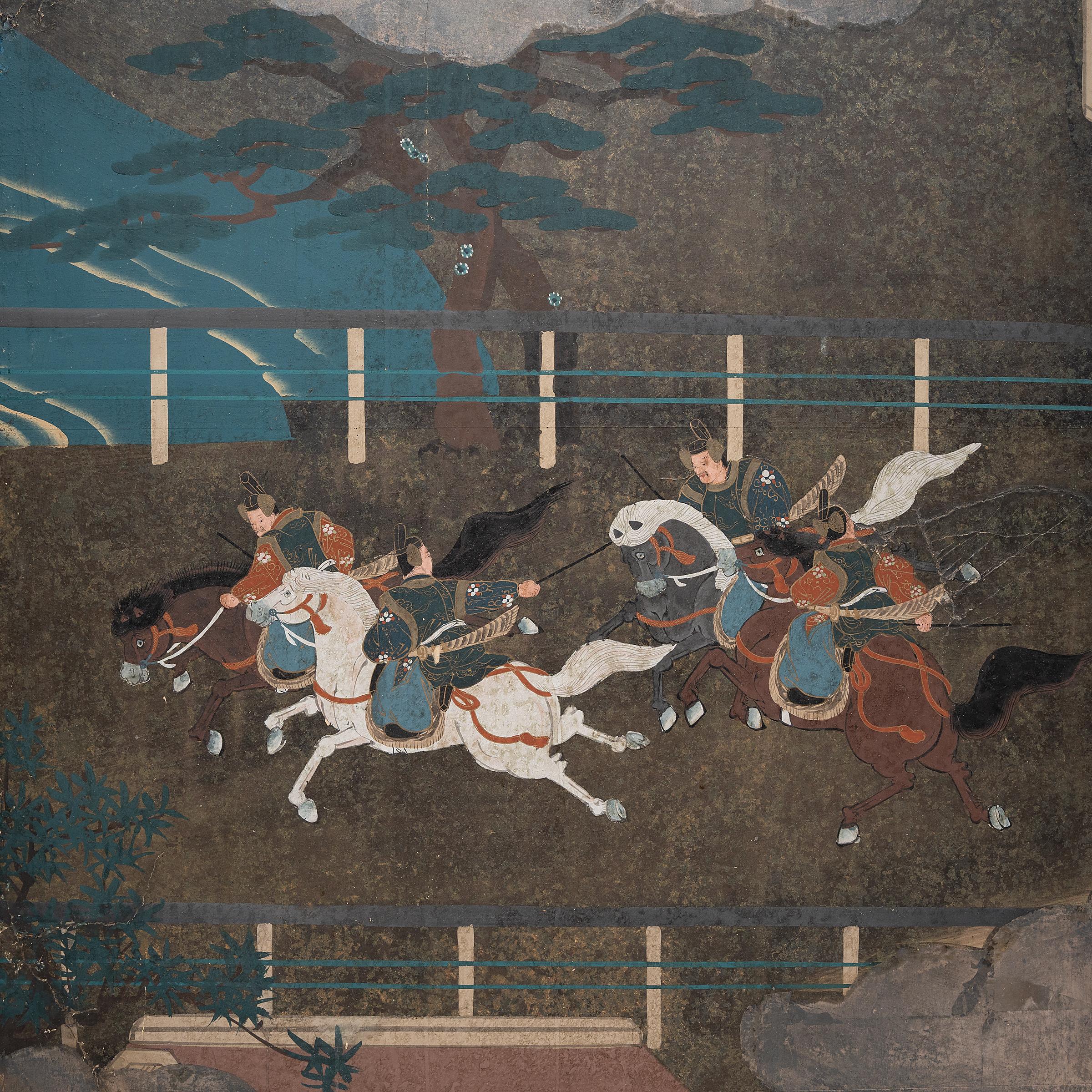 Japanese Byobu Screen with Silver Leaf Clouds, c. 1870 4