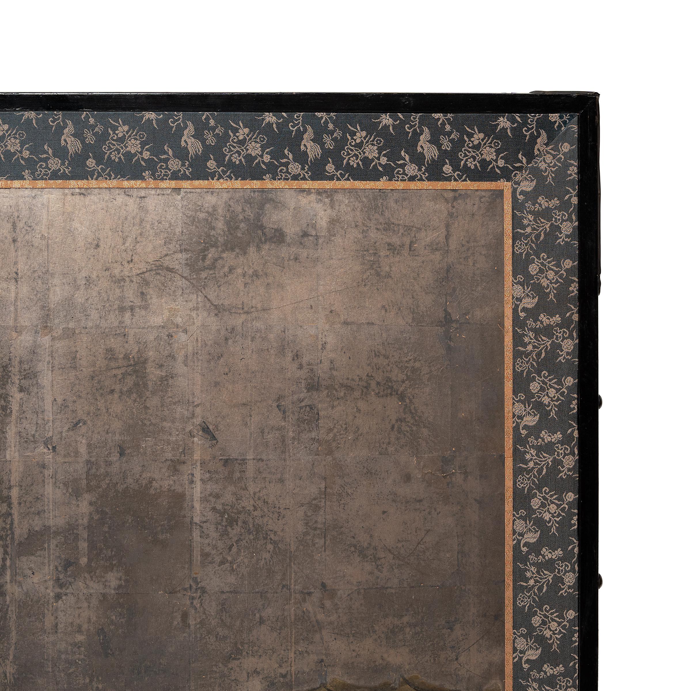 Japanese Byobu Screen with Silver Leaf Clouds, c. 1870 5