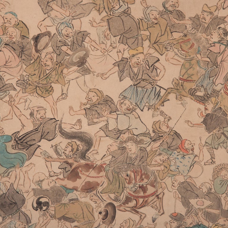 Japanese Festival Folding Screen, Edo Period, 18th Century For Sale 1