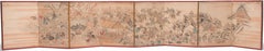 Antique Japanese Festival Folding Screen, Paint on Paper, c. 1750