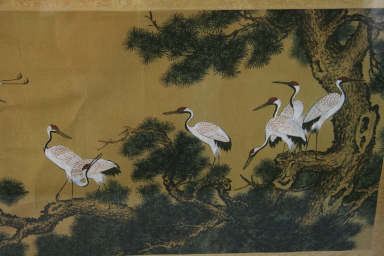 Unknown - Peinture à la gouache - Paysage et animaux japonais n° deux En  vente sur 1stDibs