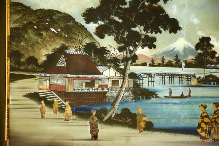Unknown Japanese Landscape With Mount Fuji On Background