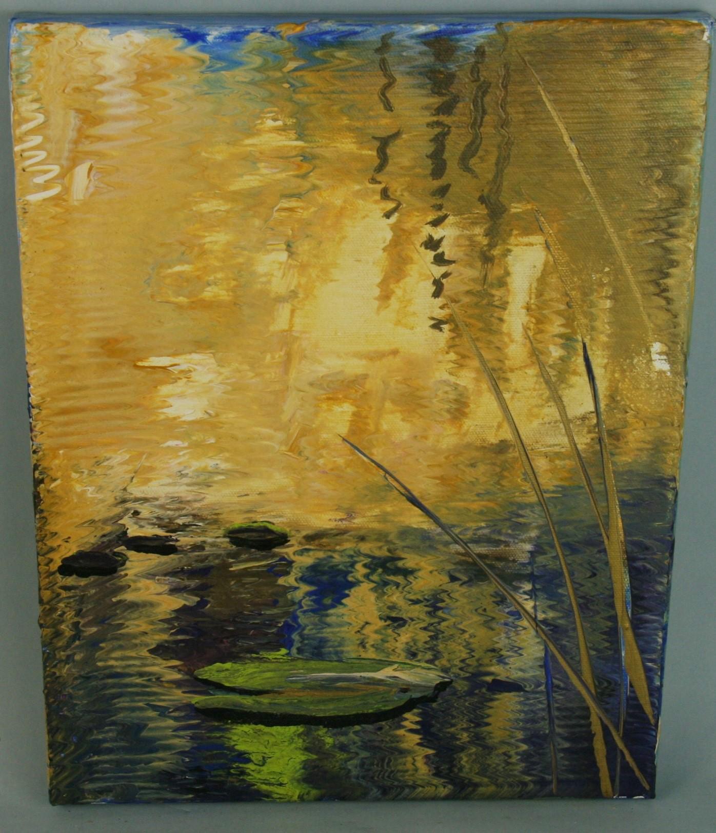 Japanese Lilly Pond  oil  Landscape Painting #2 For Sale 2
