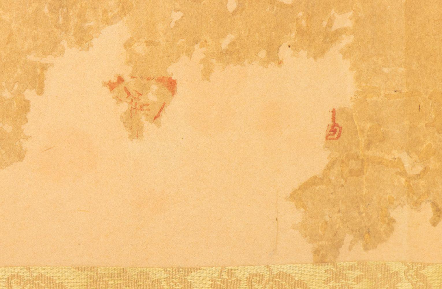 Japanese School Perched Hawk Scroll Painting For Sale 1