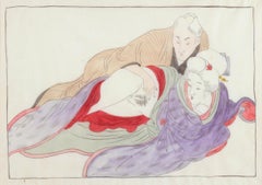 Japanese Shunga, Man and Woman Embracing