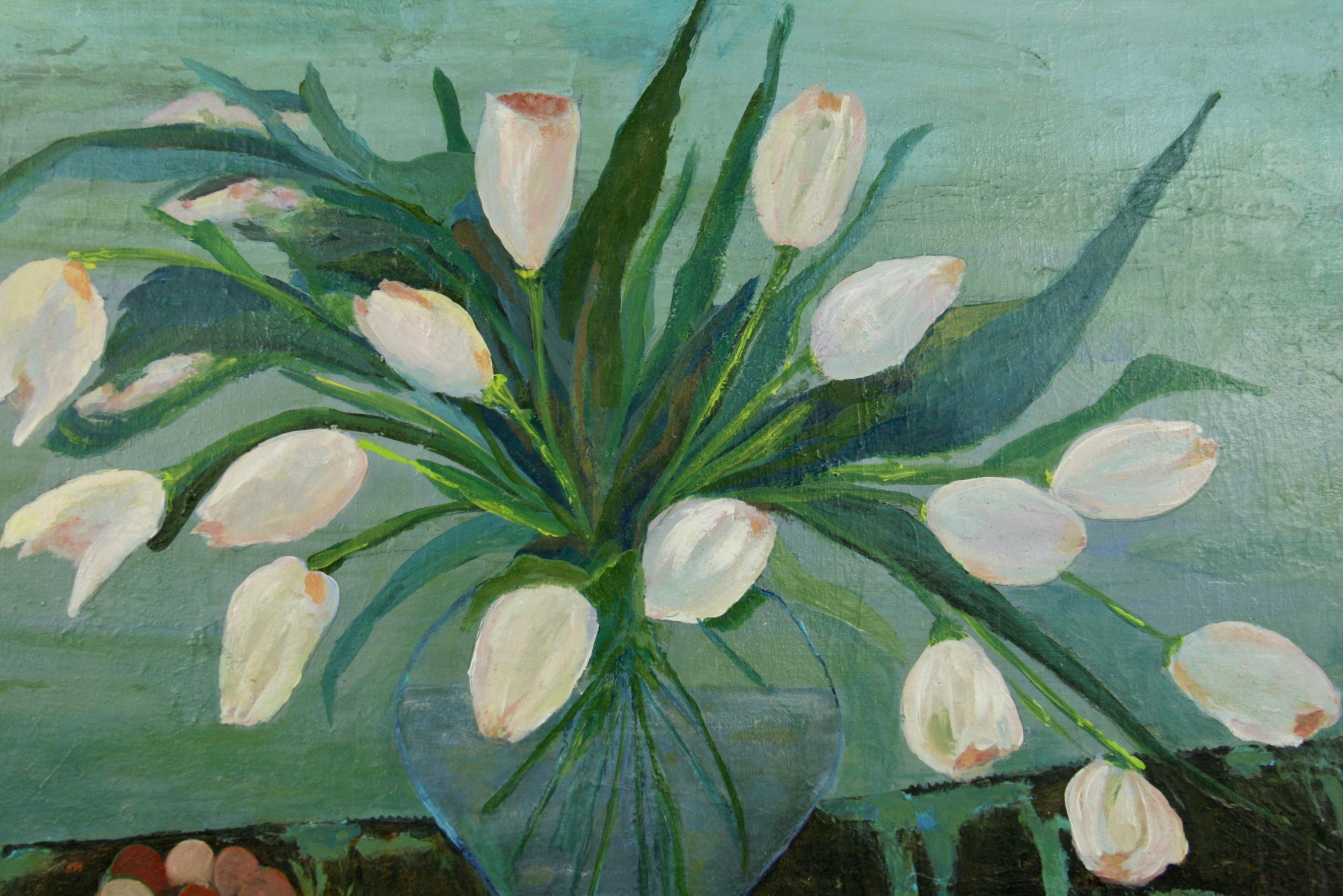 Japanese  White Tulips Flower Still Life  For Sale 3