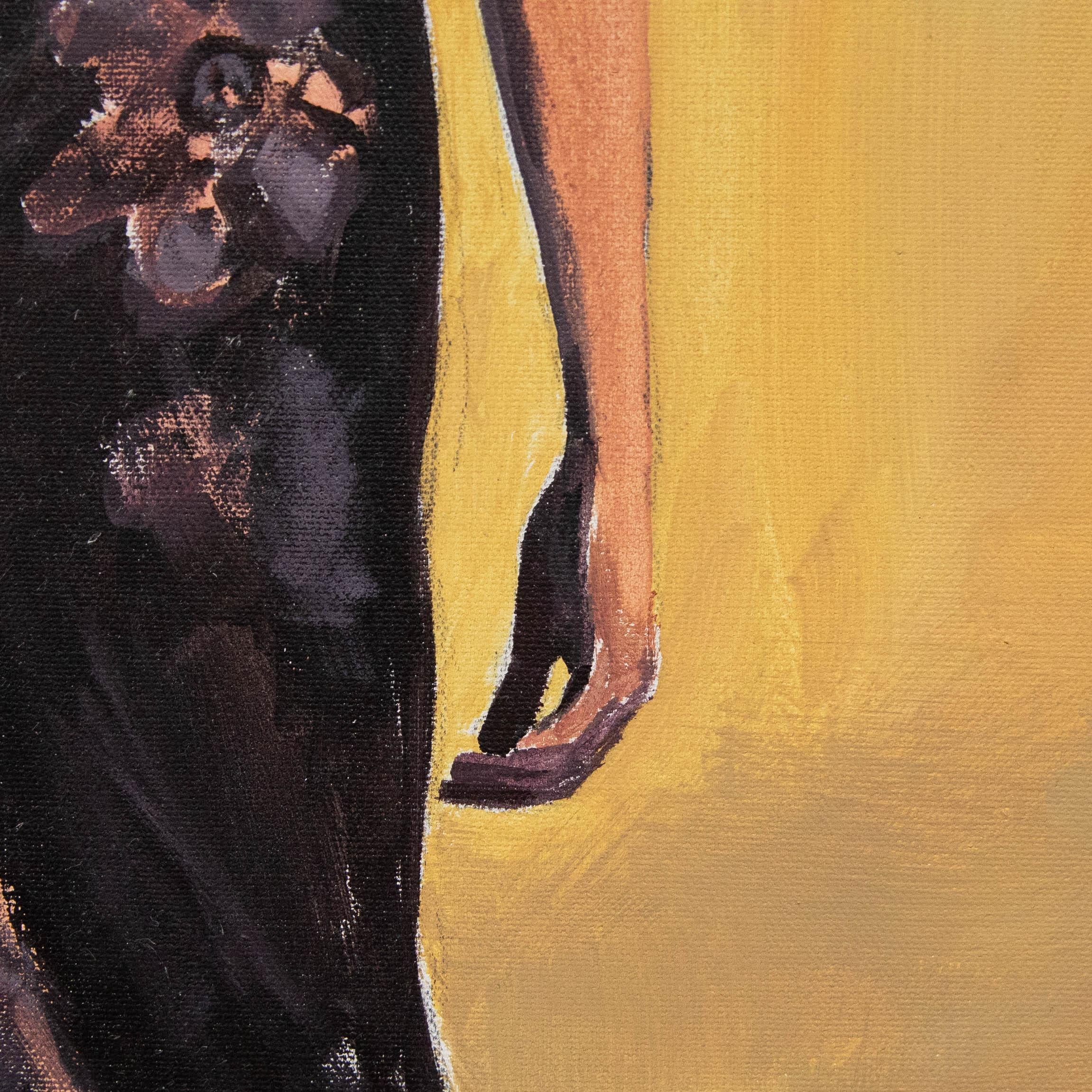 Un suggestivo studio che raffigura una donna che cammina lungo la spiaggia con un lungo abito fluente. La donna dà le spalle allo spettatore e cammina verso un orizzonte nebuloso. Firmato in basso a destra. Su tela. 
