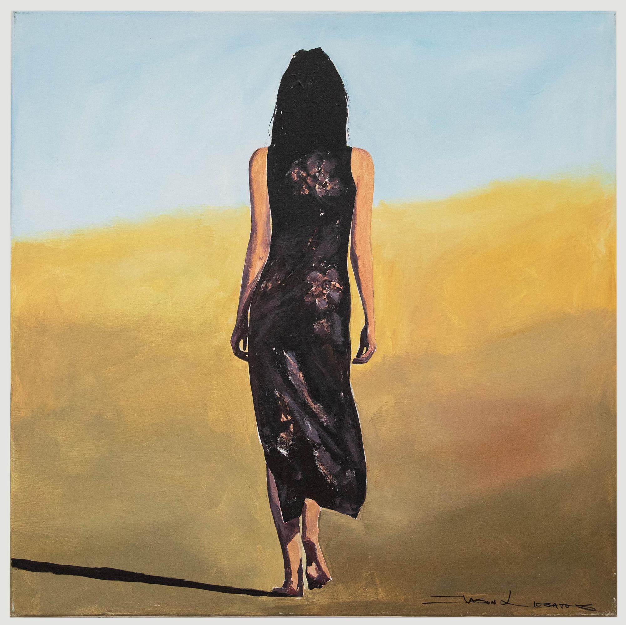 Portrait Painting di Unknown - Jason Liosatos  - Olio contemporaneo, Una passeggiata sulla spiaggia