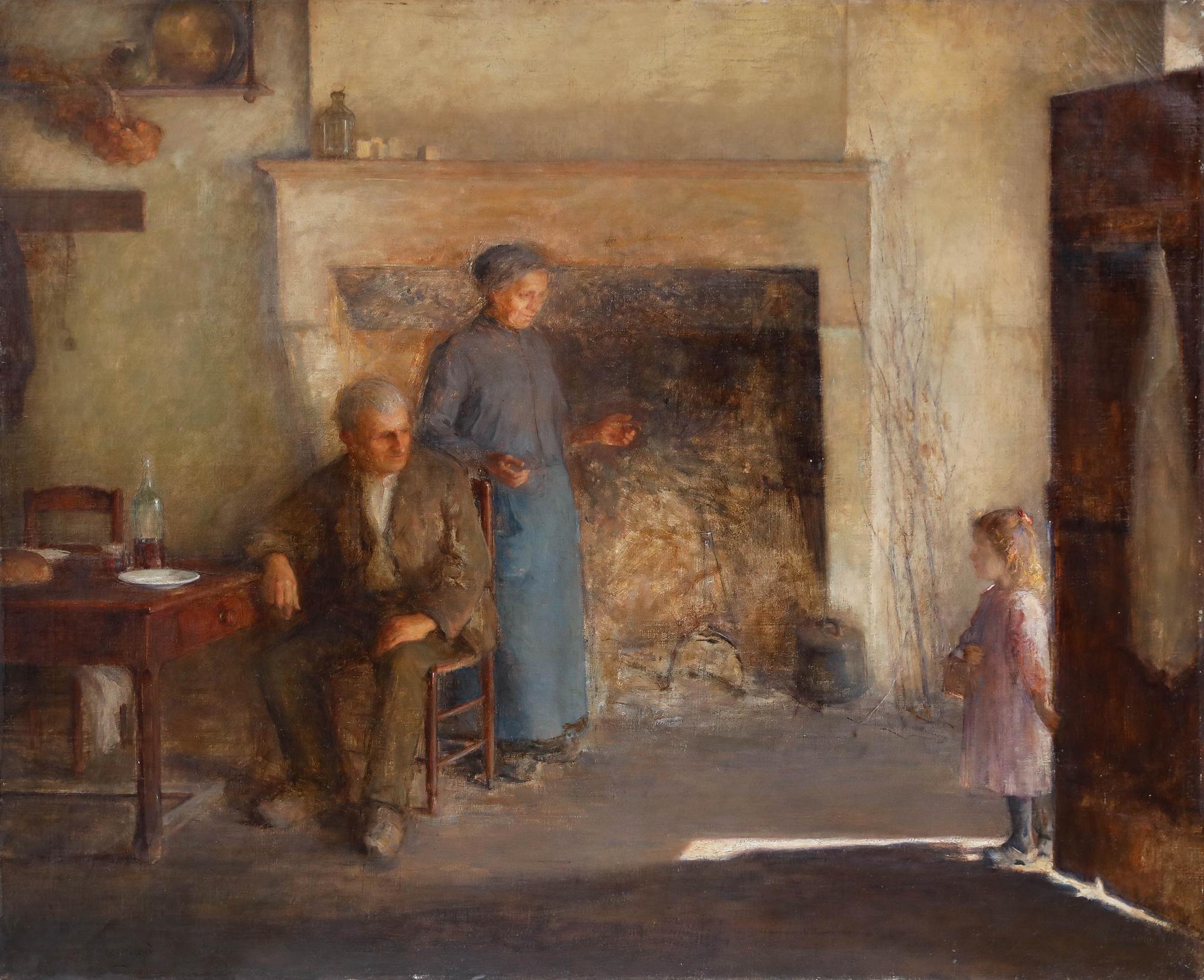 Jean Antoine Armand Vergeaud (1876-1949) - Oil, Visiting Grandparents - Painting by Unknown