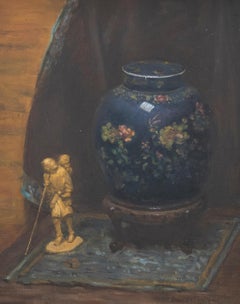Jean Ballantyne (1873-1956) - Olio incorniciato, Natura morta con vasetto di zenzero