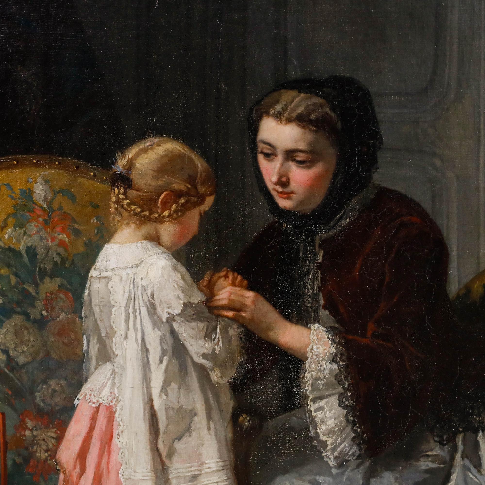 Jean-Baptiste Jules Trayer (1824-1909) - Öl aus dem 19. Jahrhundert, Ihre erste Lektion im Angebot 1