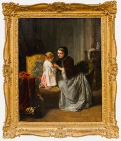 Jean-Baptiste Jules Trayer (1824-1909) - 19th Century Oil, Her First Lesson