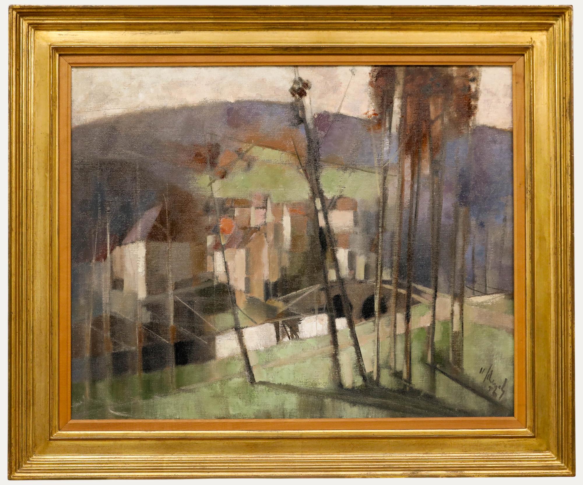 Jean-Claude Schenck (1928-2012) - Modernist 1956 Öl, La Montagne Violette