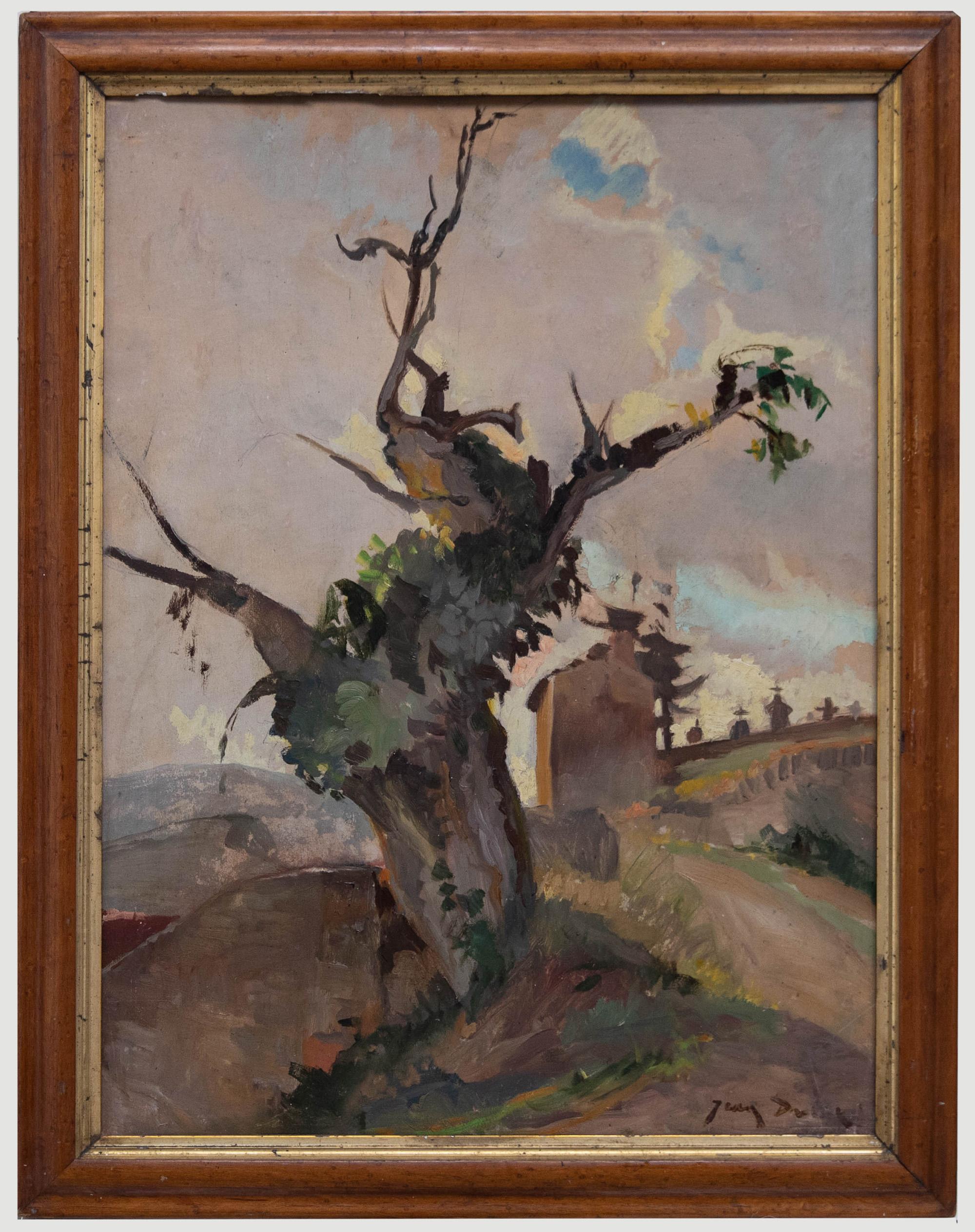 Unknown Landscape Painting - Jean Dulac (1902-1968) - Framed Mid 20th Century Oil, The Old Walnut Tree