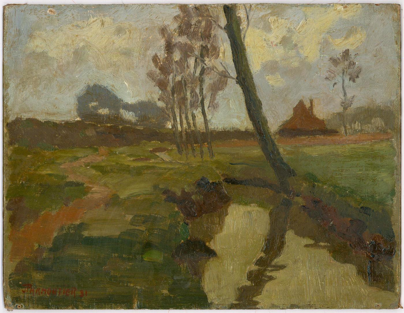 Jean Parmentier (1883-1973) - 1931 Öl, Ein Landweg – Painting von Unknown