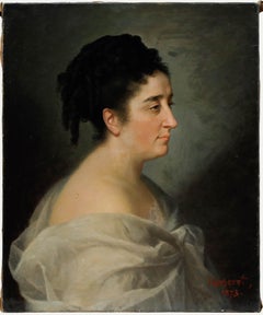 Jean-Pierre Monseret (1813-1888) - 1873 Oil, Lady in Organza