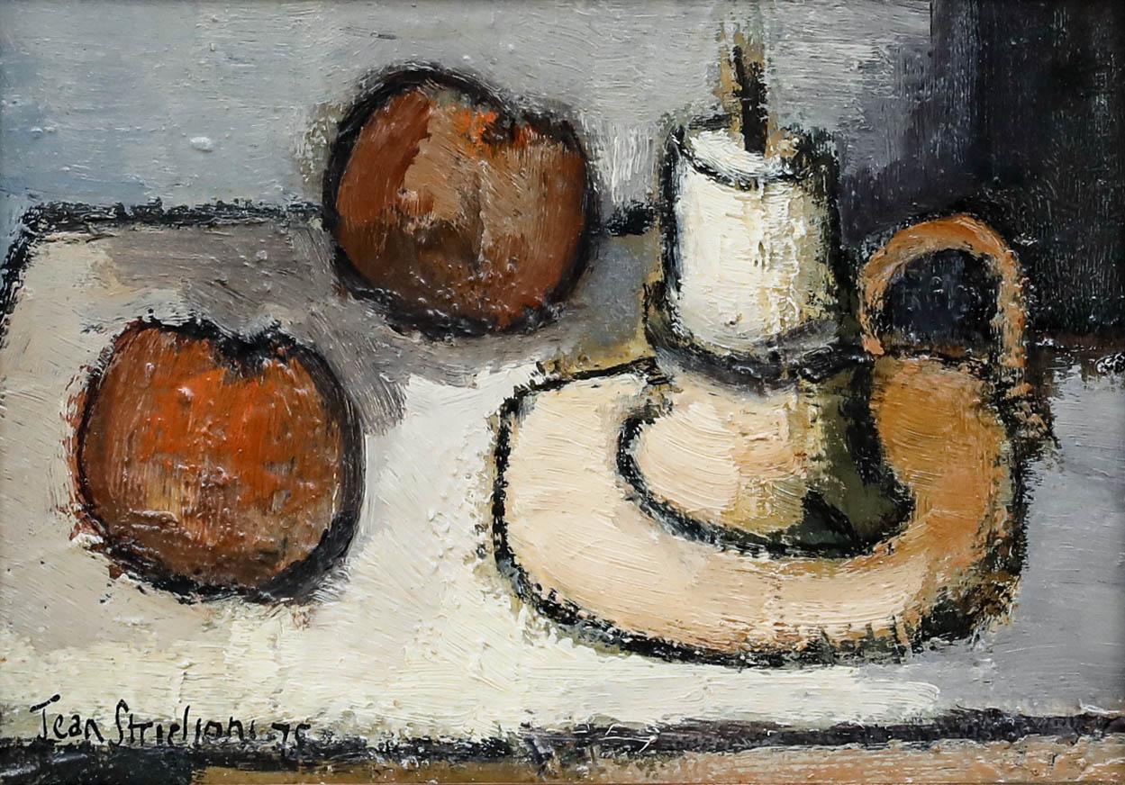 Jean Striglioni (1910-1994) - Olio del 1975, Natura morta con candeliere - Painting di Unknown