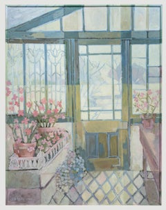 Jen Riley   - 1985 Oil, Conservatory - Busy Lizzies