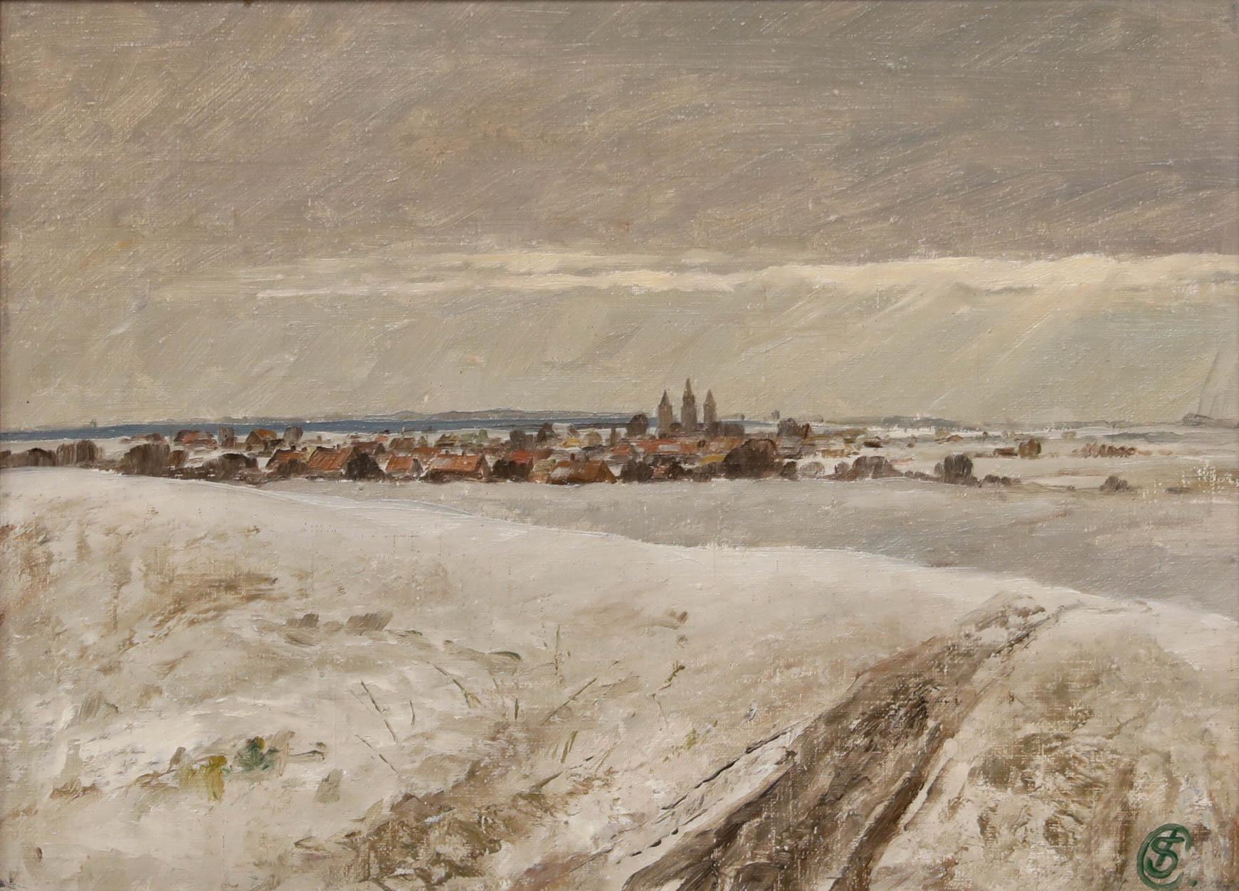 Jens Sinding Christensen (1888-1980)- Óleo enmarcado, Paisaje invernal, Helsingborg - Painting de Unknown
