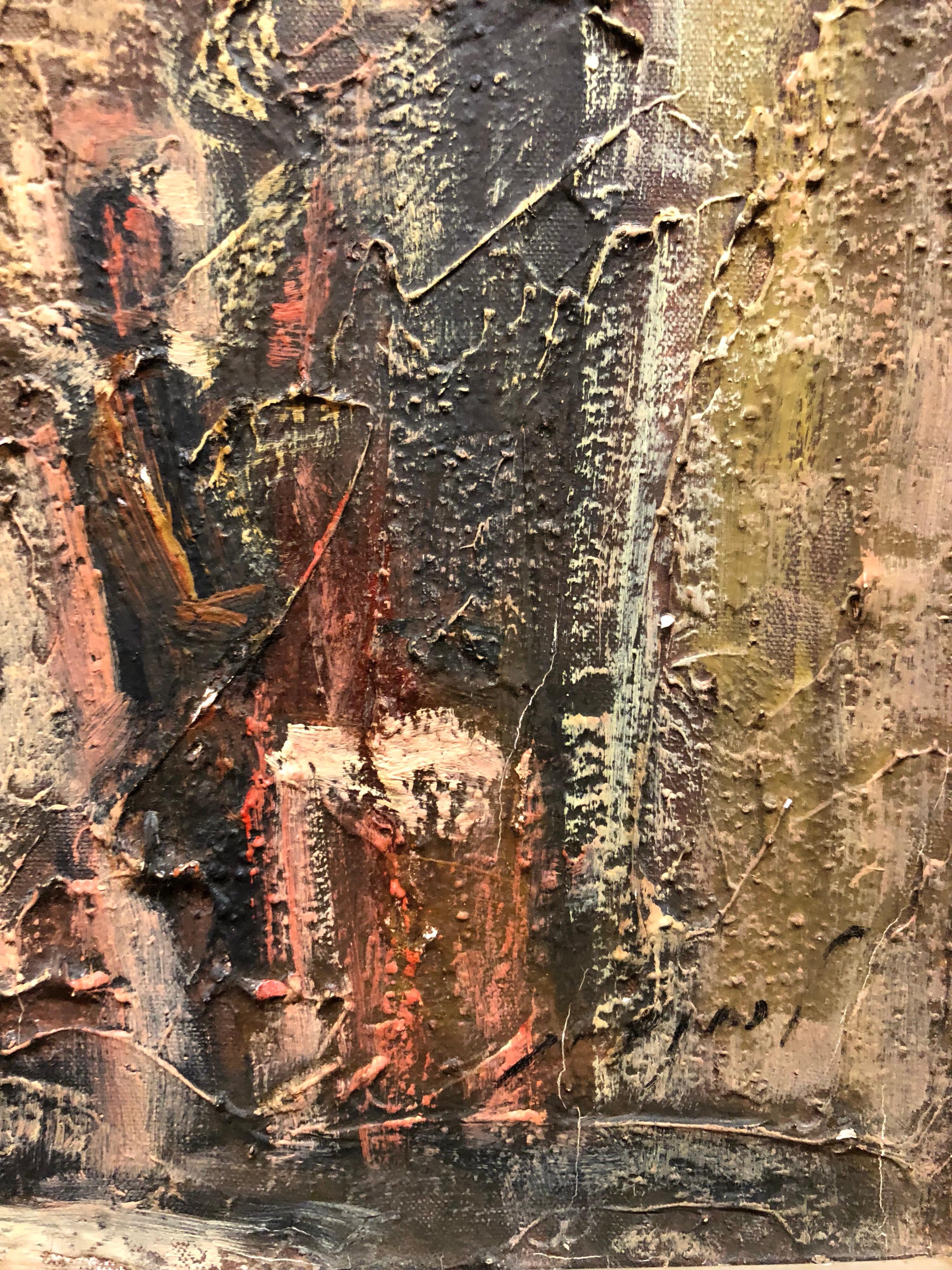Signed Nathanson. Could be the famous artist Avraham Naton (Natanson) I am not certain. it is a very lovely Modernist Israeli landscape.
Avraham Naton (Natanson), Israeli, born in Bessarabia, 1906-1959. Avraham Naton was born in Rani, Bessarabia to