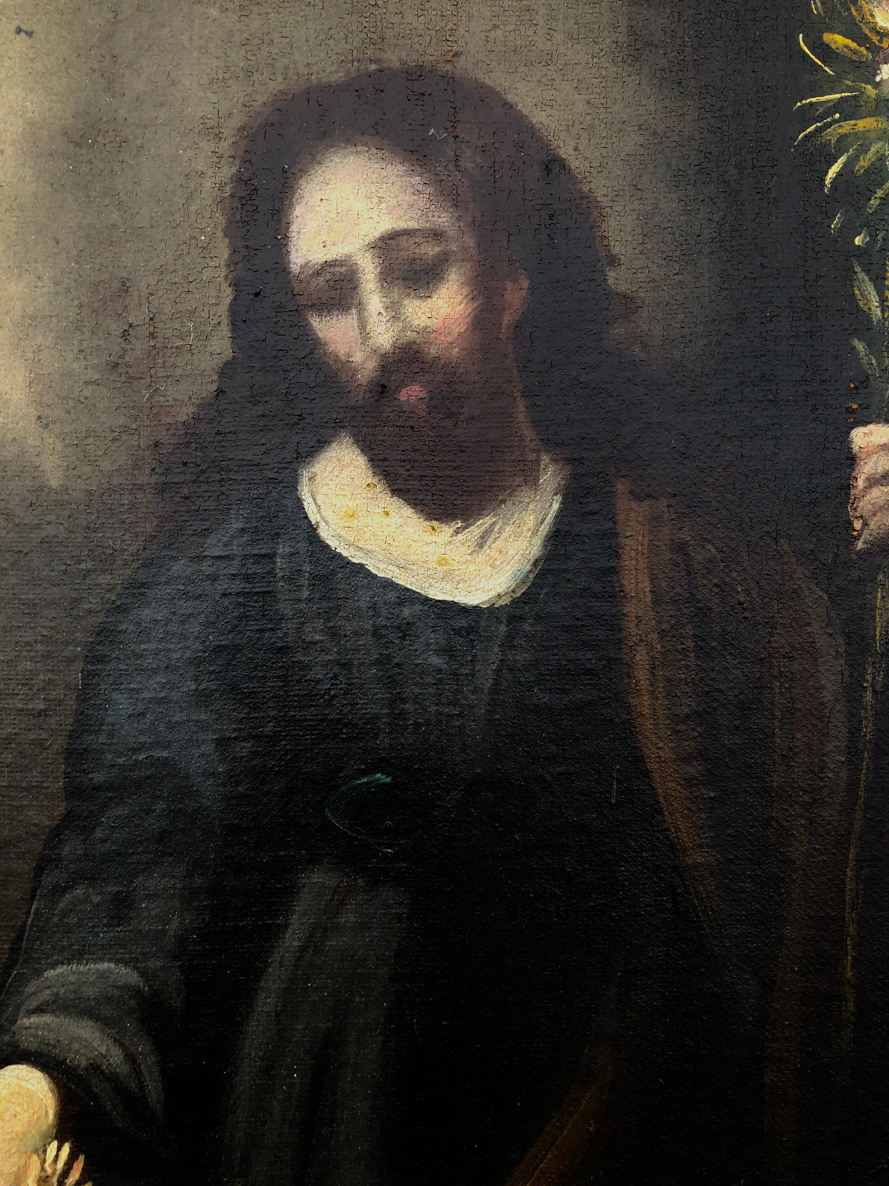 Jesucristo Guía y Protector español Barroco tardío XVIII - Figurative Painting Negro de Unknown