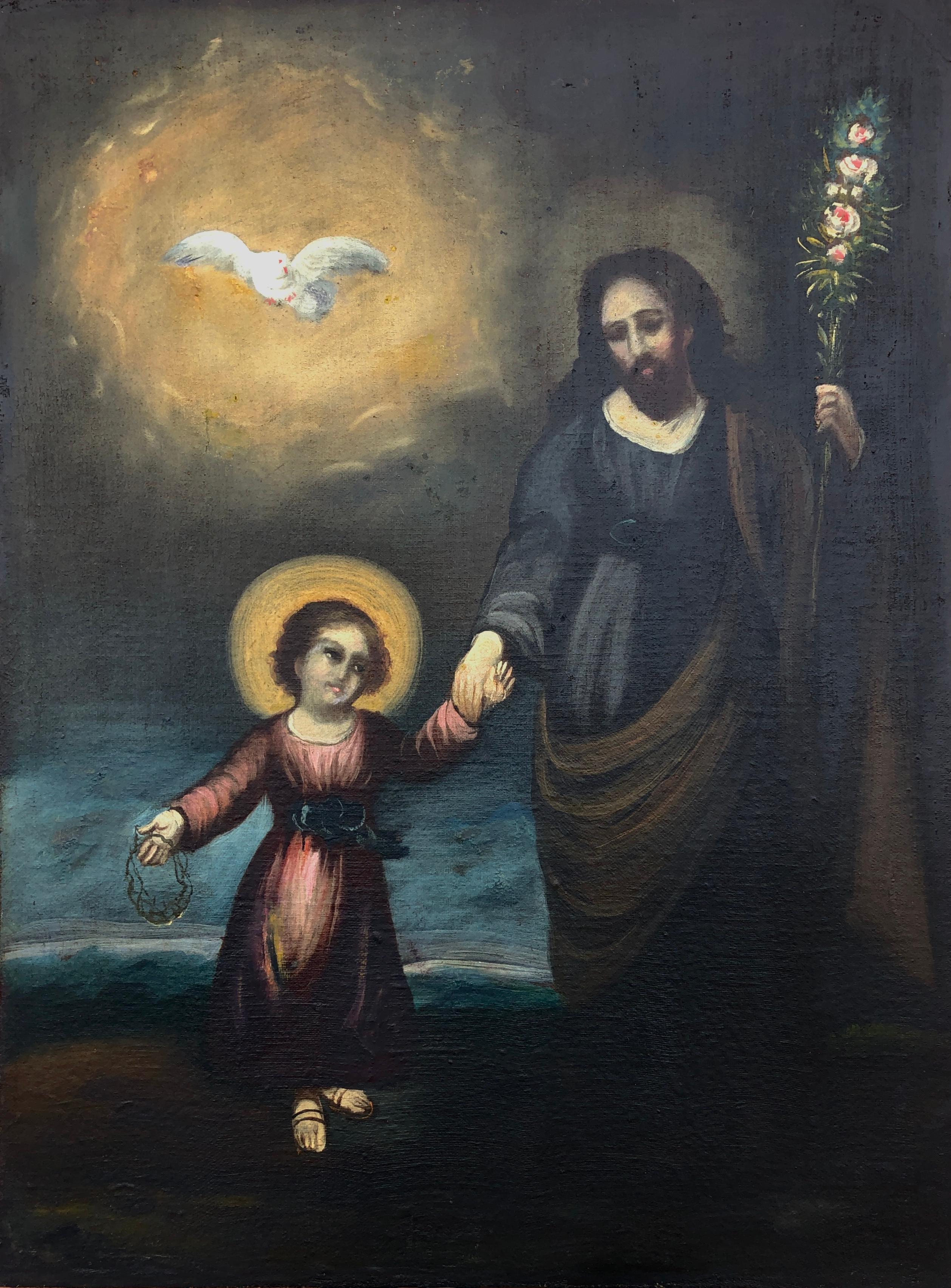 Figurative Painting de Unknown - Jesucristo Guía y Protector español Barroco tardío XVIII