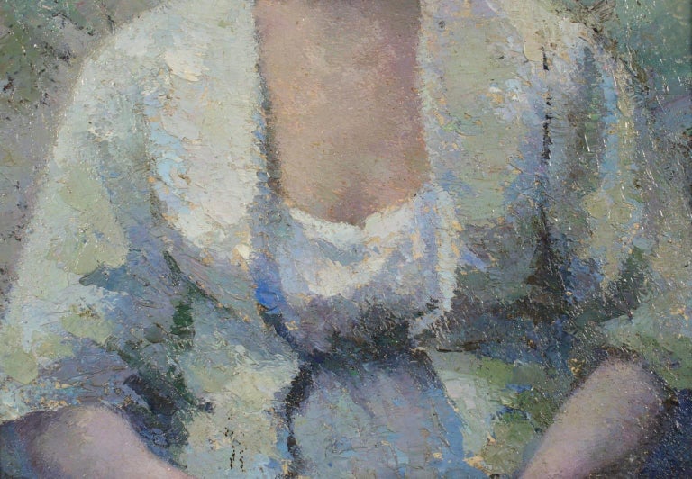 Jeune Femme - Impressionist School, Eastern European Portrait of a Woman  For Sale 1