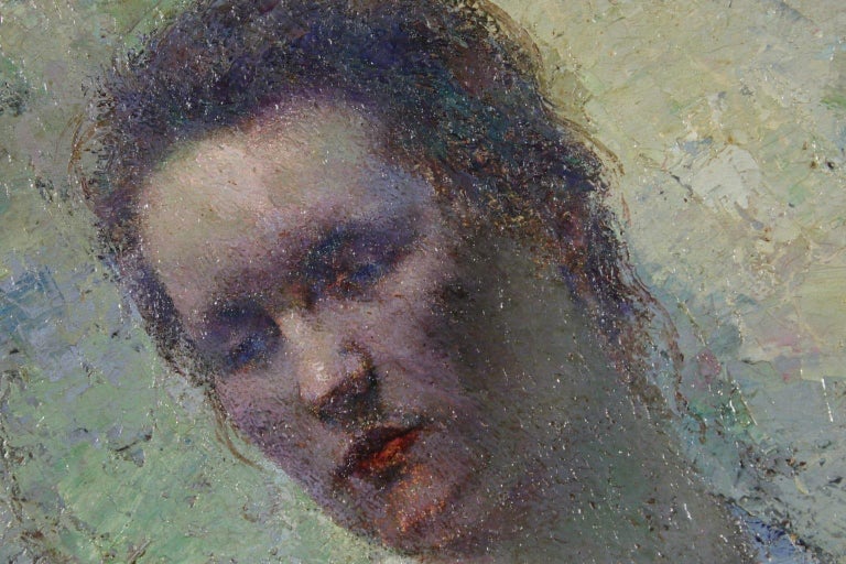 Jeune Femme - Impressionist School, Eastern European Portrait of a Woman  For Sale 2