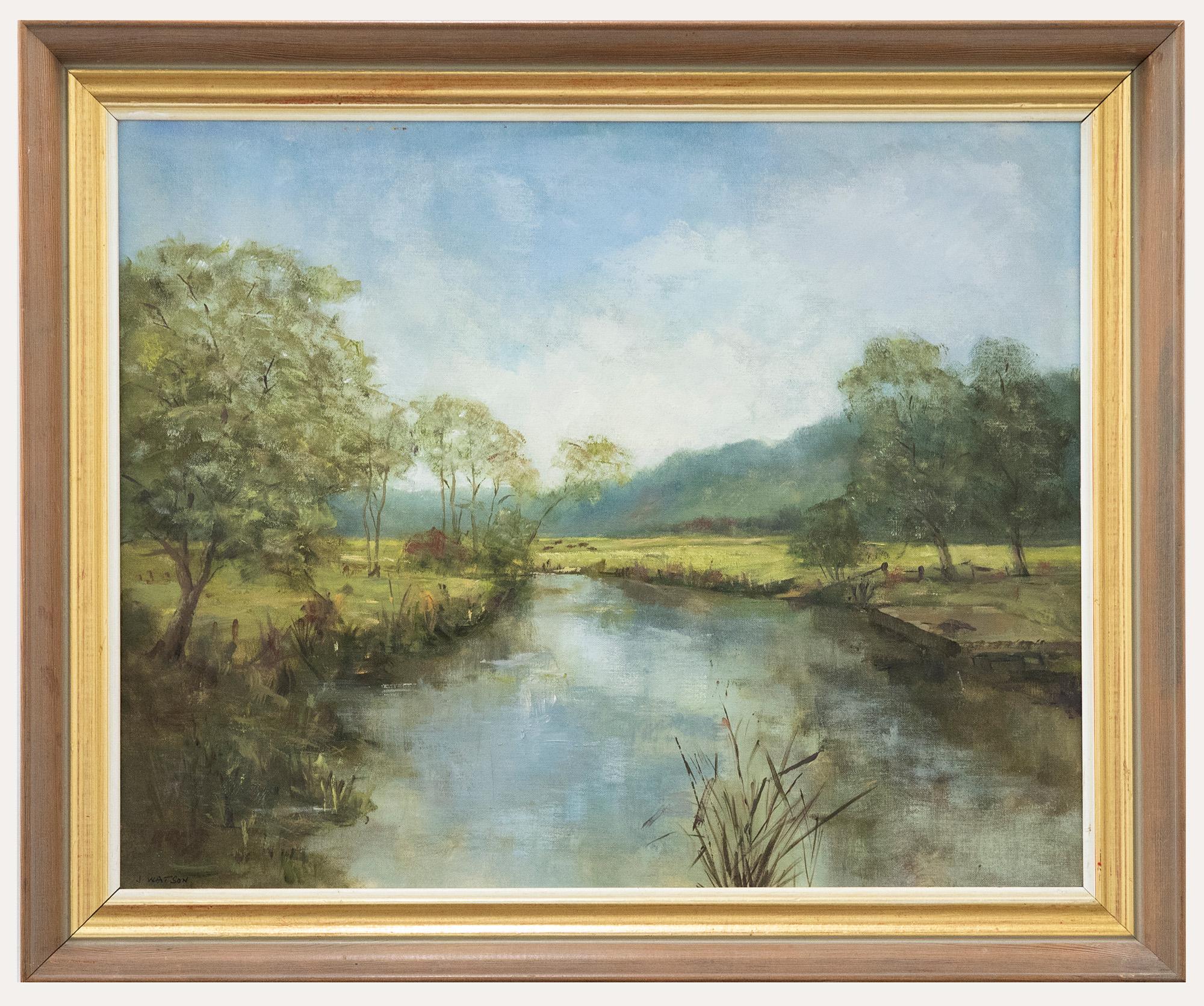 Landscape Painting di Unknown - Jill Watson - Olio del 20° secolo, Sopra lo sbarramento