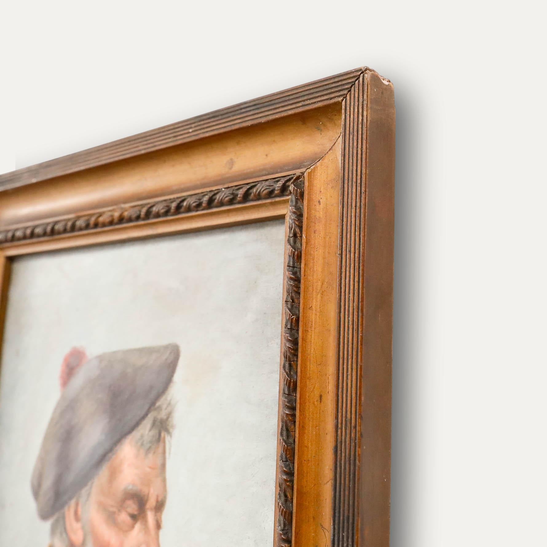 Jiotti - Anfang 20. Jahrhundert Öl, Mann mit Pfeife im Angebot 1