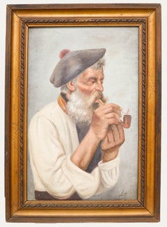 Jiotti - Anfang 20. Jahrhundert Öl, Mann mit Pfeife