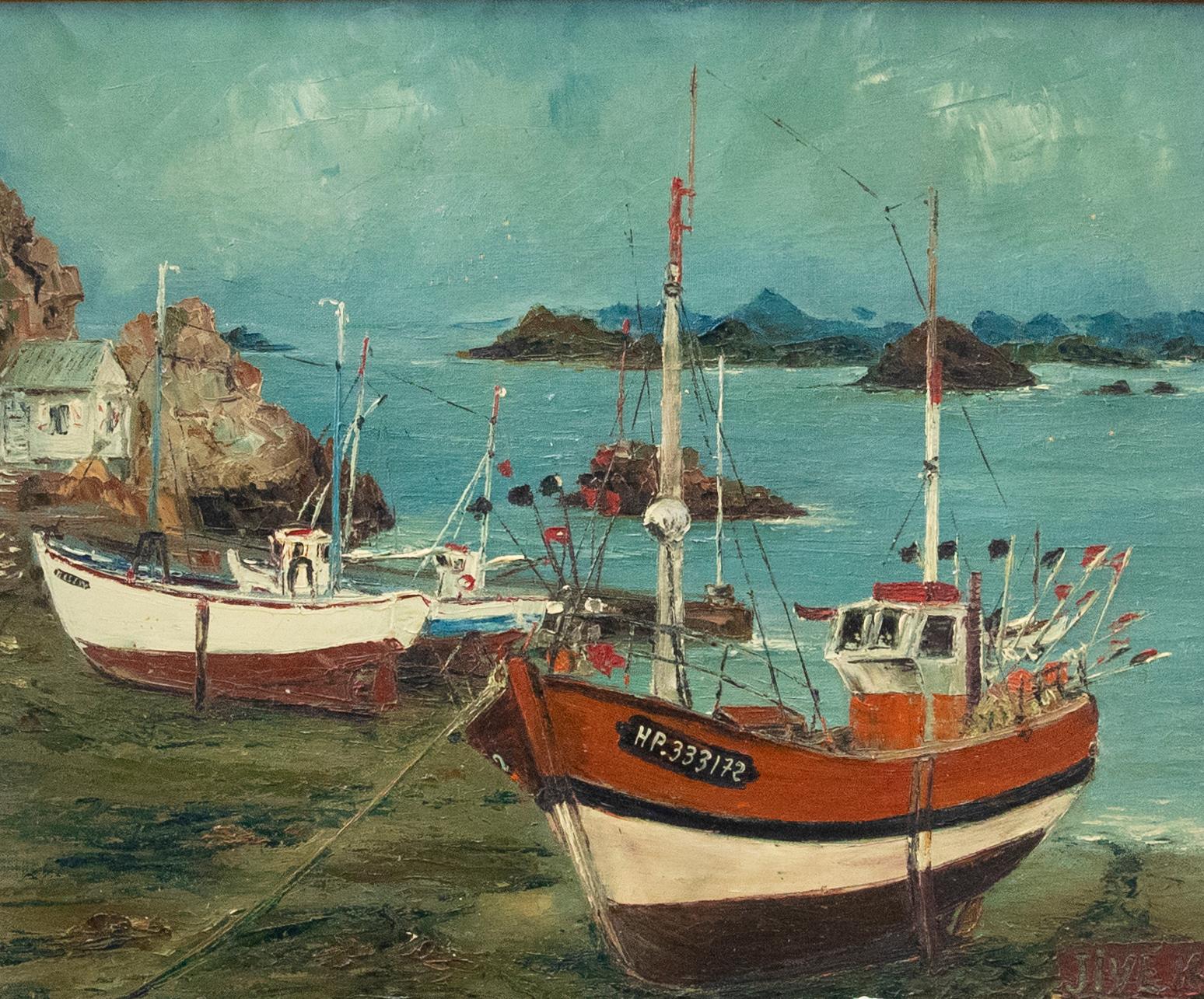 Jive Levarrat - 1976 Oil, The Port at Loguivy - Painting by Unknown