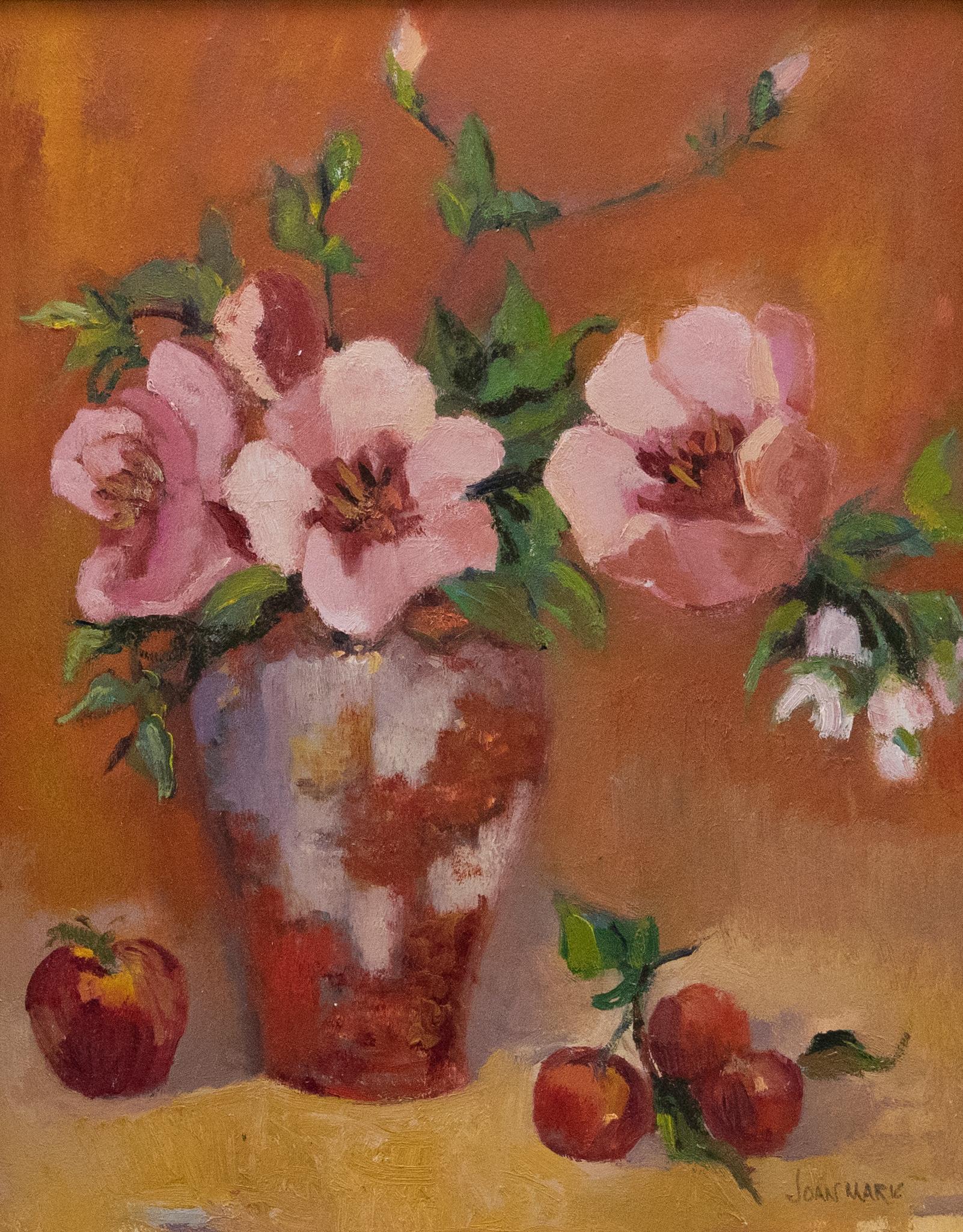 Joan Marie Ransohoff - American 20th Century Oil, Still life with Pink Flowers - Painting by Unknown
