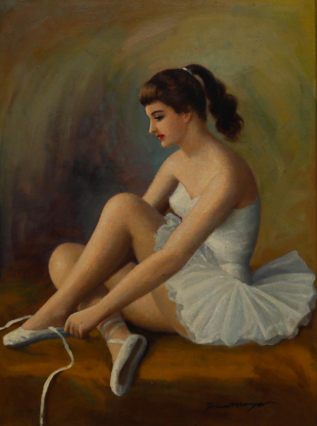 Joan Mayor - Olio della metà del XX secolo incorniciato, Ritratto di una ballerina - Painting di Unknown