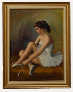 Joan Mayor - Olio della metà del XX secolo incorniciato, Ritratto di una ballerina