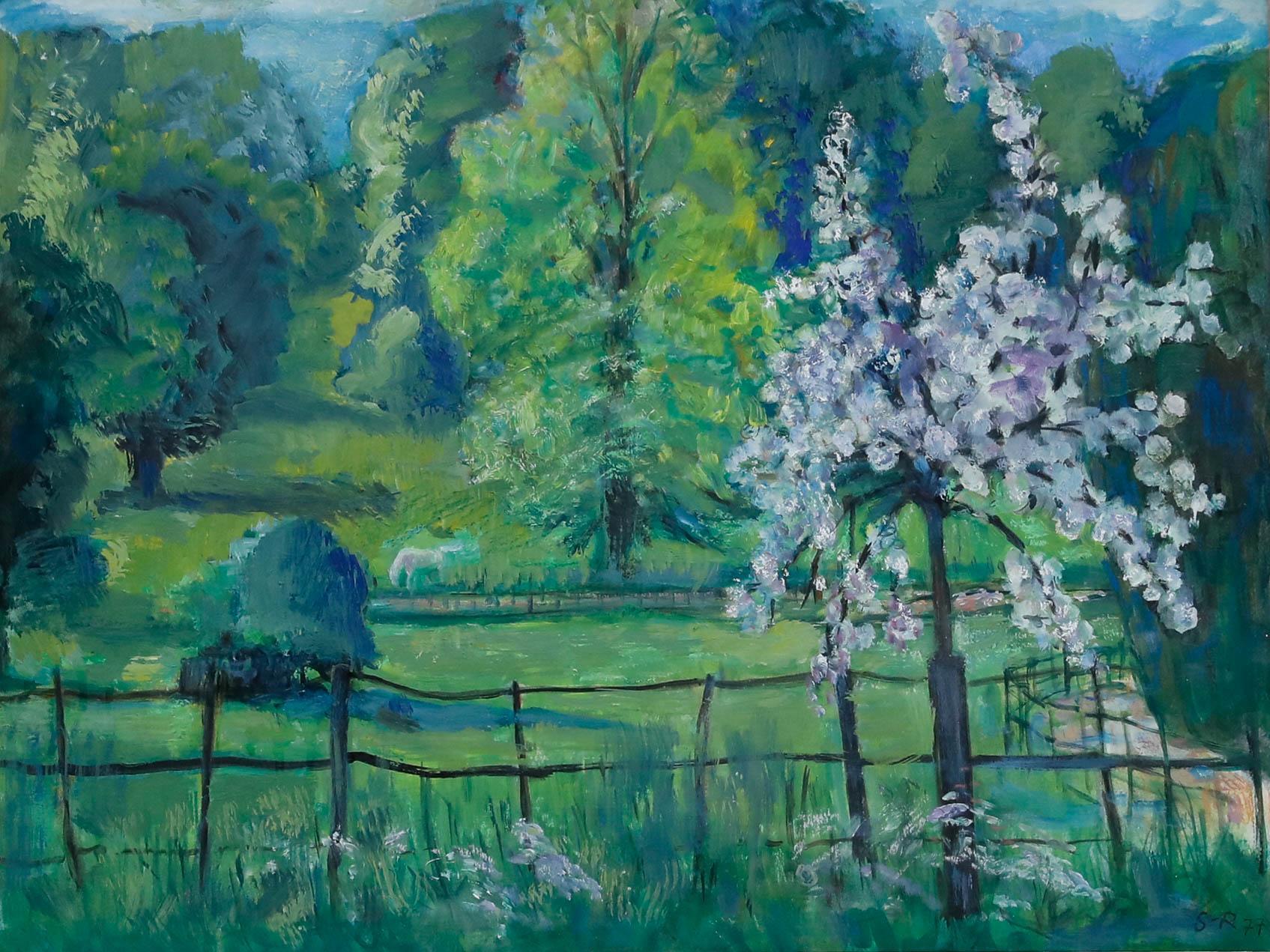 Joan Souter-Robertson (1903-1994) - Gerahmtes Öl, Die alte Ulme, Biddesden – Painting von Unknown