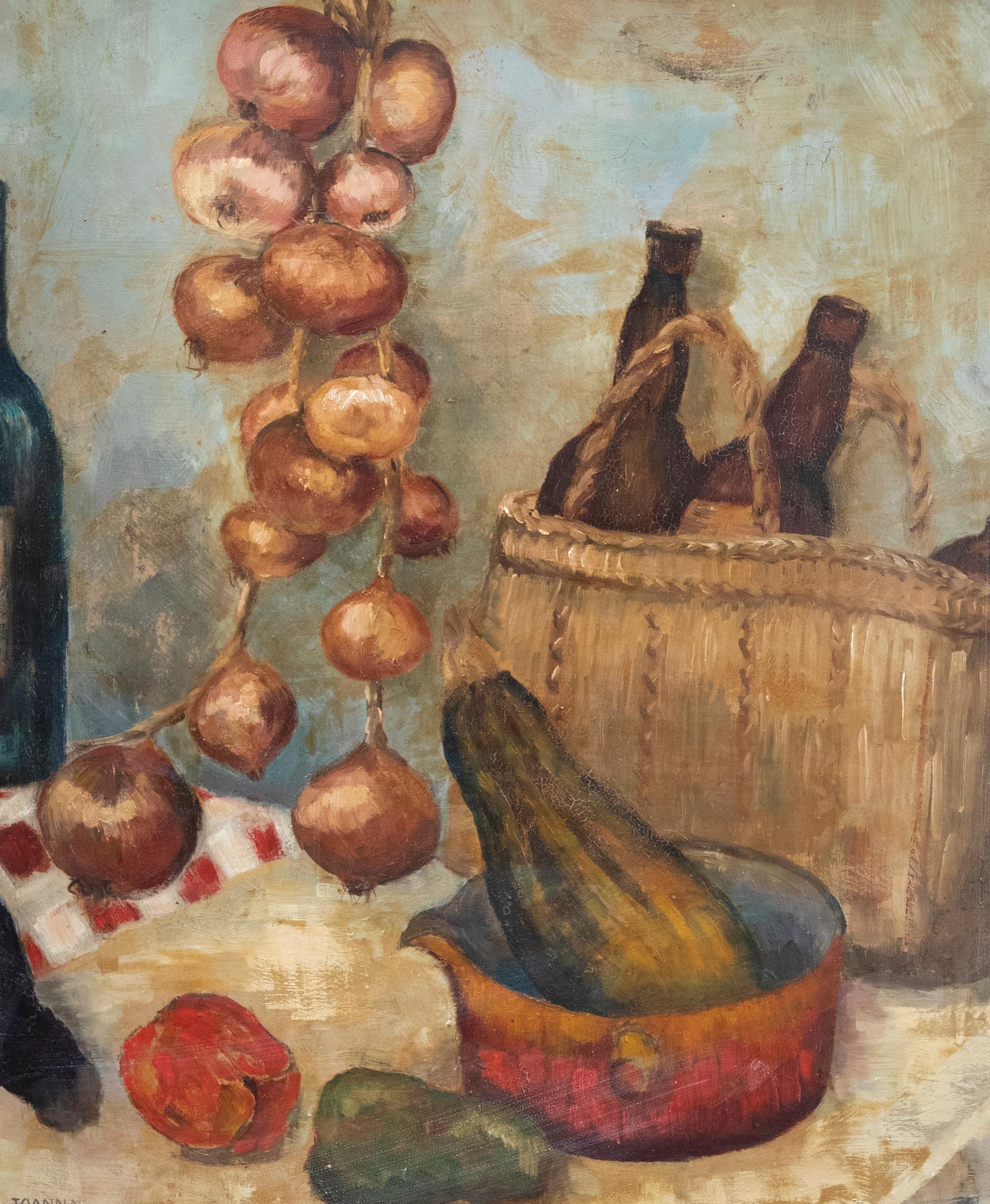 Joanna Myles - Framed 20th Century Oil, Still Life with Vegetables - Painting by Unknown