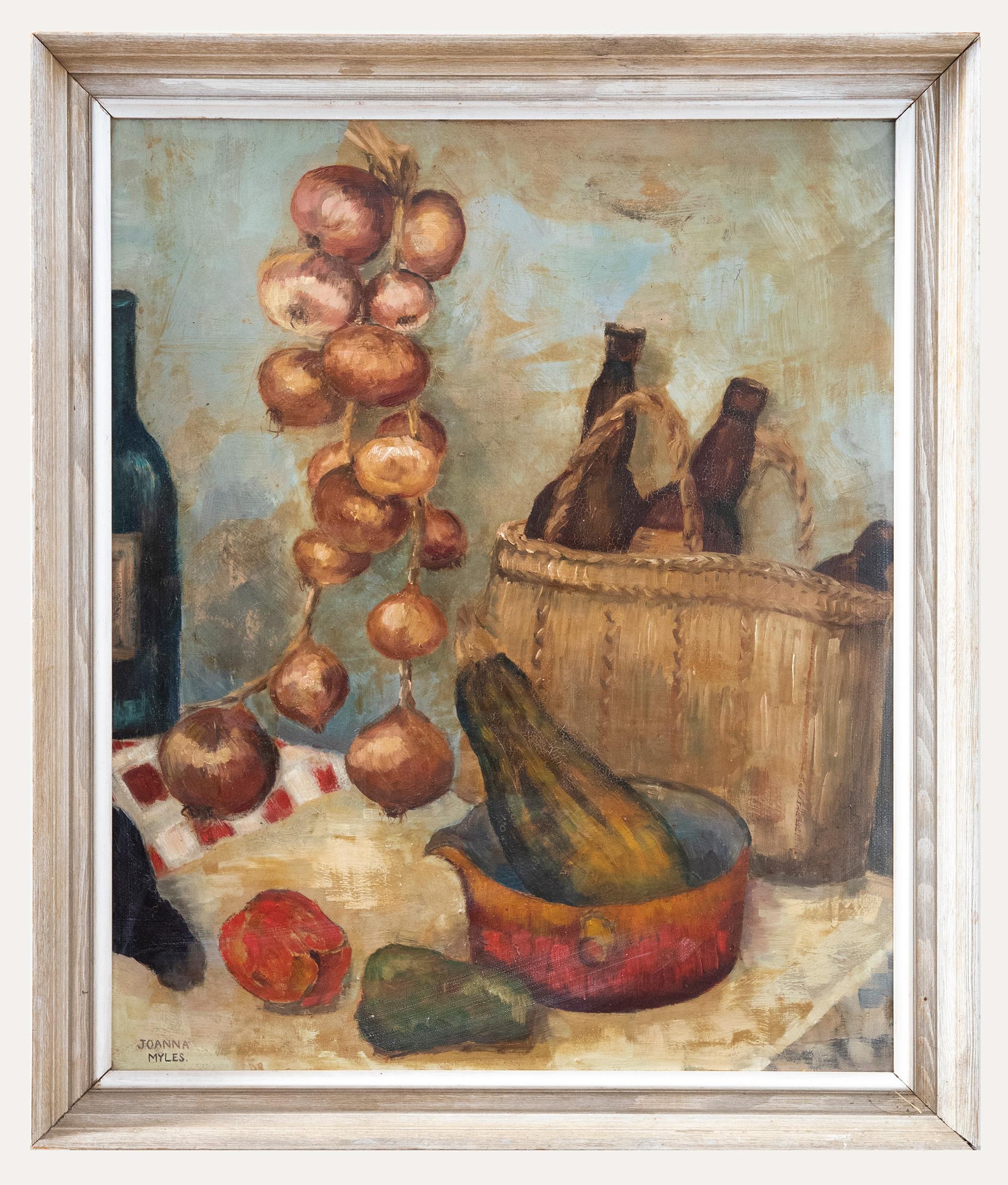 Unknown Still-Life Painting - Joanna Myles - Framed 20th Century Oil, Still Life with Vegetables